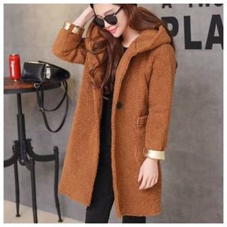 TOJI Fleece Hooded Buttoned Coat