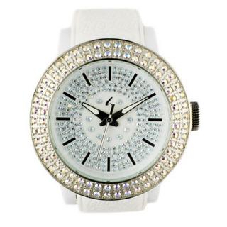 t. watch Diamond Lens Glass White Strap Watch