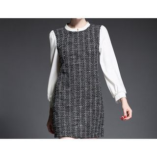 Merald Long-Sleeve Patterned Collared Dress