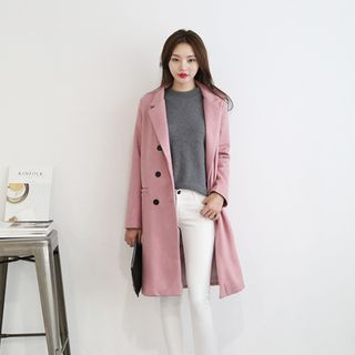 Seoul Fashion Double-Breasted Welt-Pocket Coat