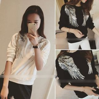 QZ Lady Sequined Wing Pullover