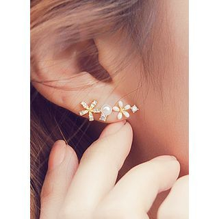 kitsch island Rhinestone Floral Earrings