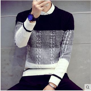 JVR Color Block Cable Knit Sweater