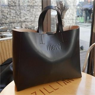 LIPHOP Letter Embossed Faux-Leather Tote
