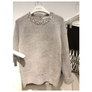 Ashlee Rhinestone Collared Sweater