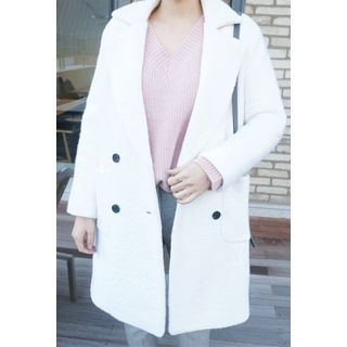 OZNARA Double-Breasted Wool Blend Coat