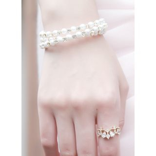 kitsch island Faux-Pearl Layered Bracelet