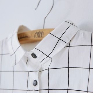 Bonbon Embroidered Check Shirt