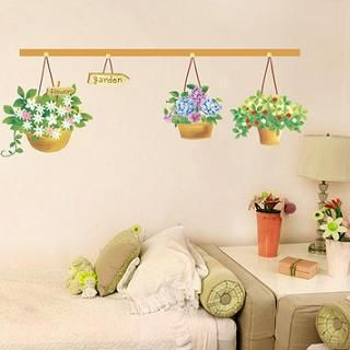 LESIGN Potted Flower Wall Sticker  Multi Color - One Size