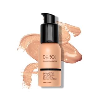 DEROL - Lightweight Oil-Controlling Coverage Foundation - 6 Shades #05 Cappuccino - 30ml