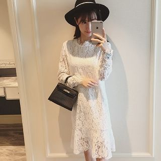 Colorful Shop Long-Sleeve Lace Dress