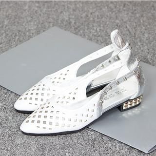 Wello Pointy Studded Cut-out Heel Pumps