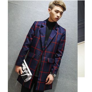 Bay Go Mall Check Button Coat