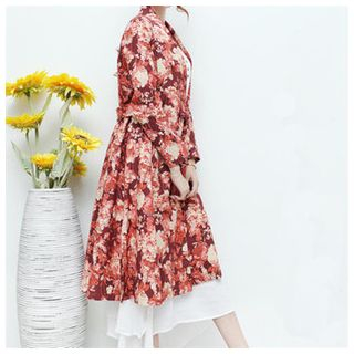 Fumiko Floral Print Long-Sleeve Dress