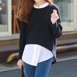 Champi Long-Sleeve Mock Two Piece Blouse