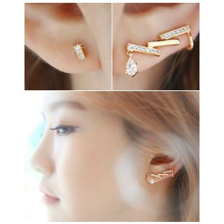 Miss21 Korea Asymmetric Rhinestone Earrings