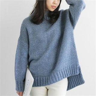 YOOM Mock-Neck Dip-Back M lange Sweater