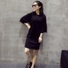 3/4-Sleeve Cutout Dress Black - One Size от YesStyle.com INT 3/4-Sleeve Cutout Dress Black - One Size от YesStyle.com INT