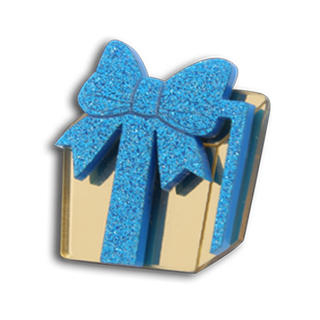 Sweet & Co. Sweet Blue Glitter Present Gold Ring