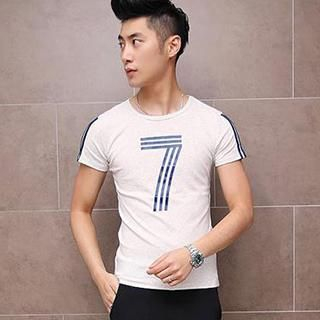 Besto Short-Sleeve Number Print T-Shirt