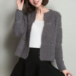 Fashion Street Open-Front Furry Knit Cardigan