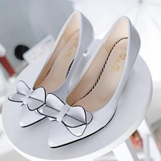Yoflap Pointy-Toe Bow-Accent Platform Pumps