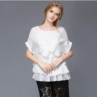 Ovette Cuff Sleeved Lace Panel Top