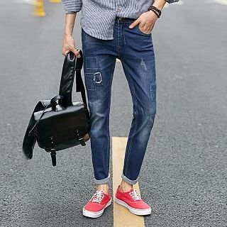 Kaleido Distressed Slim-Fit Jeans