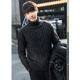 GERIO Turtle-Neck Cable-Knit Sweater