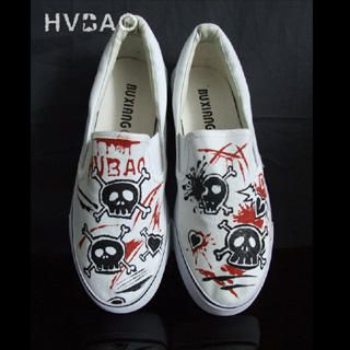 HVBAO “Skull” Canvas Slip-Ons