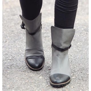 Color-Block Strap Boots