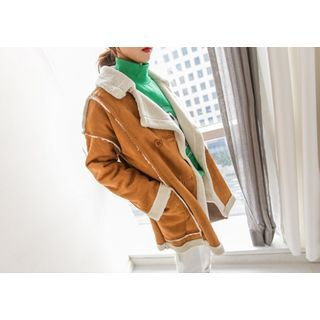 PPGIRL Double-Breasted Faux-Shearling Coat