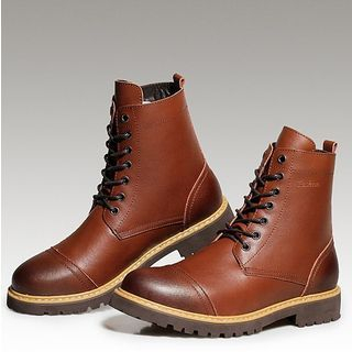 Preppy Boys Genuine Leather Lace-Up Ankle Boots