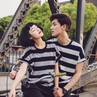 Simpair Striped Loose-Fit Couple T-Shirt