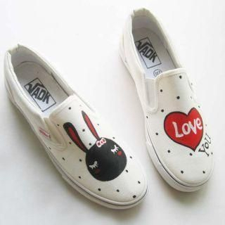 HVBAO Rabbit Print Canvas Slip-Ons