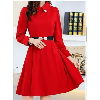 Sienne Rhinestone Collar A-Line Dress