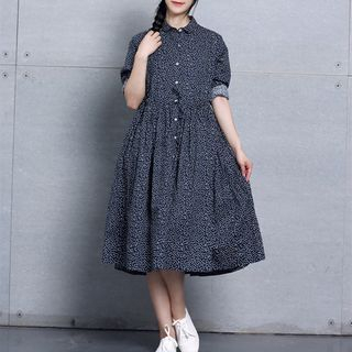 Coolvibe Long-Sleeve Printed A-Line Dress