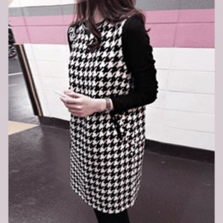 DAILY LOOK Sleeve Houndstooth Dress