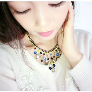 Bao Style Crystal Dangle Necklace