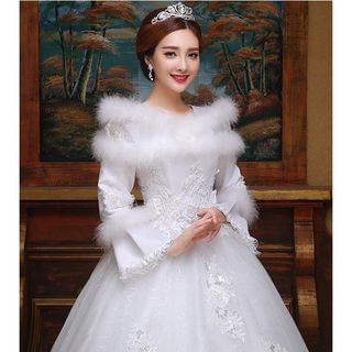 Loree Faux Fur Panel Wedding Ball Gown