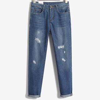 Athena Washed Distressed Straight-Leg Jeans