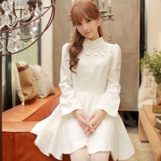 Altalena Lace Collar Fleece-lined Knit Dress