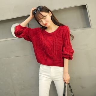 Colorful Shop Jacquard Cropped Sweater