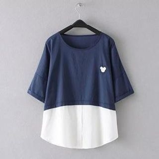 Ainvyi Short-Sleeve Colour Block Embroidered T-Shirt