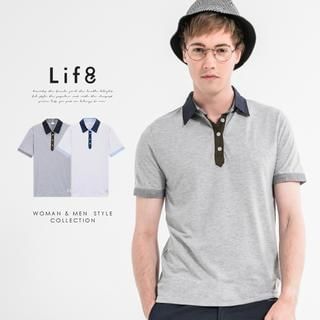 Life 8 Short Sleeves Contrast Collar Polo