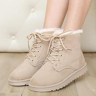 Solejoy Fleece-Lined Lace-Up Ankle Boots