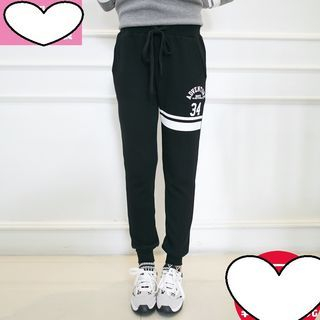 Upinee Contrast Number Jogger Pants