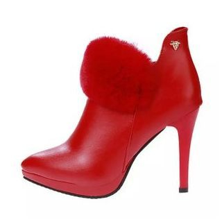 BAYO Furry Faux Leather Pointy Pumps