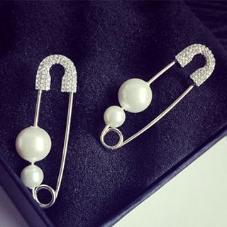 maxine Faux Pearl Safety Pin Earrings