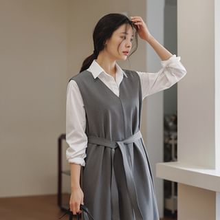 Long Vest Dress with Sash